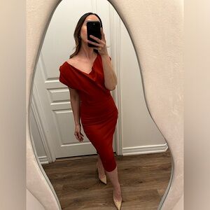 Victoria Beckham Fitted Fold Neck Dress